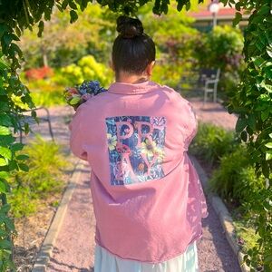 Beautiful pink 1 of a kind custom PRAY Jean jacket size women’s XL